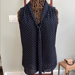 H&M size 12 Navy Polka Dot Sleeveless Blouse